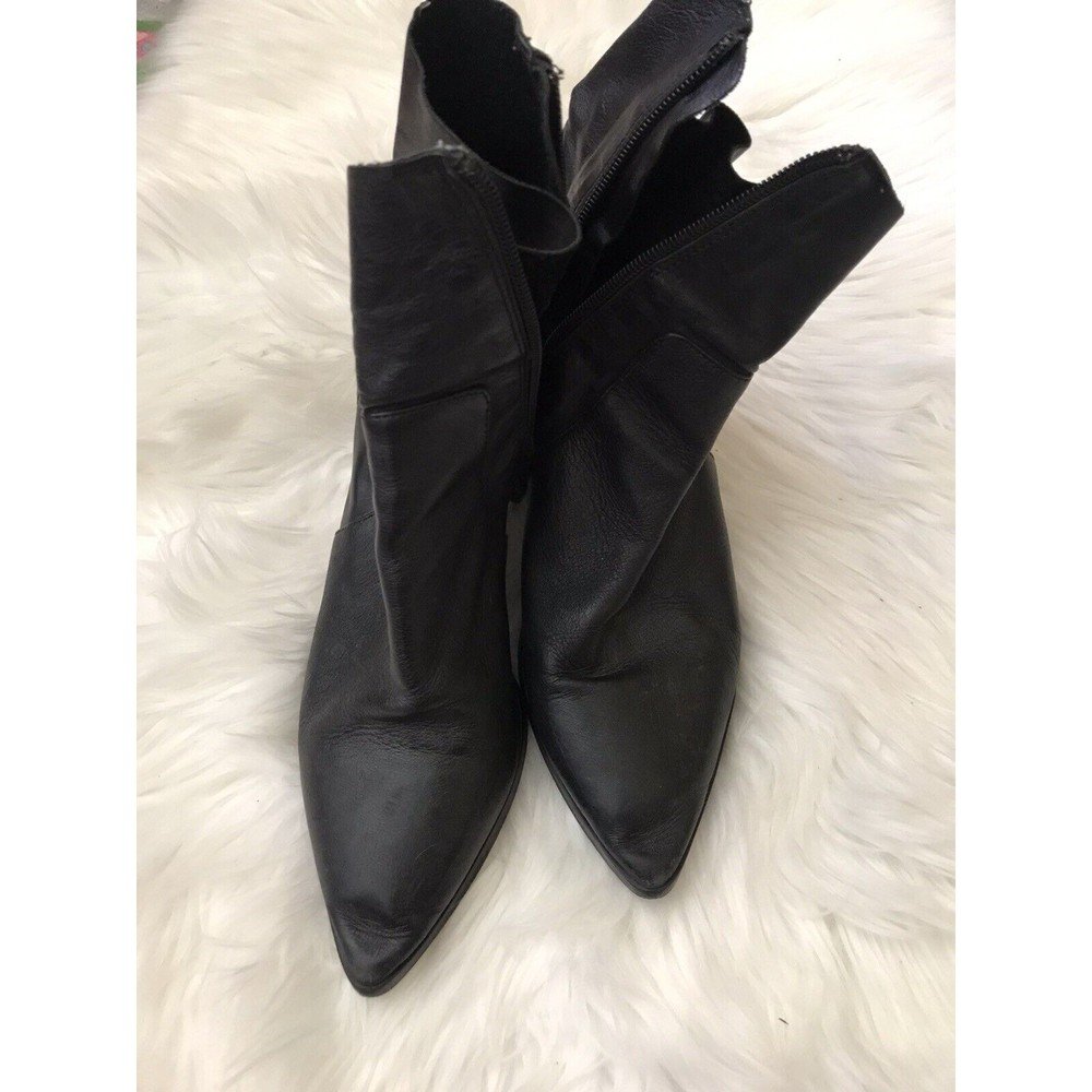 Tony Bianco Brazen Bootie Size 9.5 Black Luxe Leather Block Heel Pointed Toe